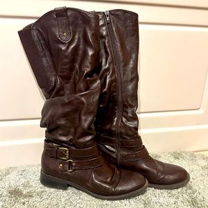 Brown Faux-Riding Boots by White Mountain